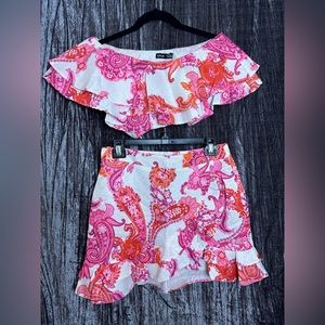 Flower detail skirt set